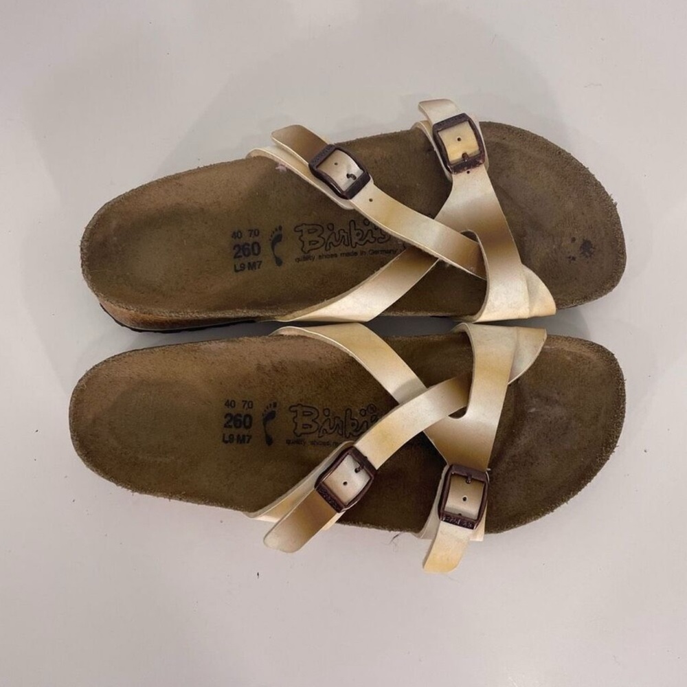 Birkenstock Yellow & Brown Leather Strappy Sandals